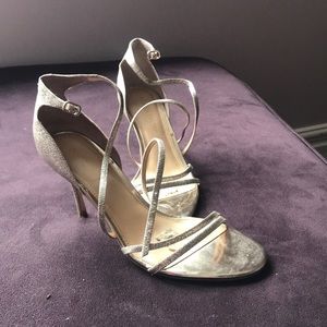 Grey Sequins IVANKA TRUMP 3 inch heel sandals.